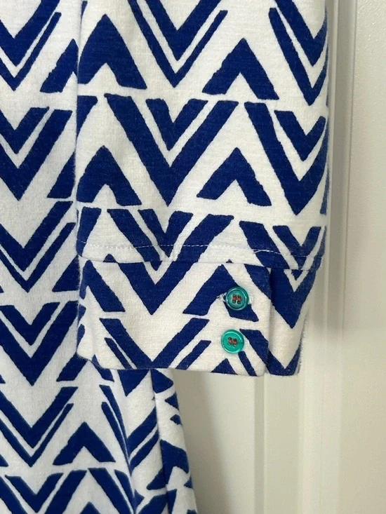 Hatley Blue and White Chevron Long Sleeve Dress - Picture 4 of 9